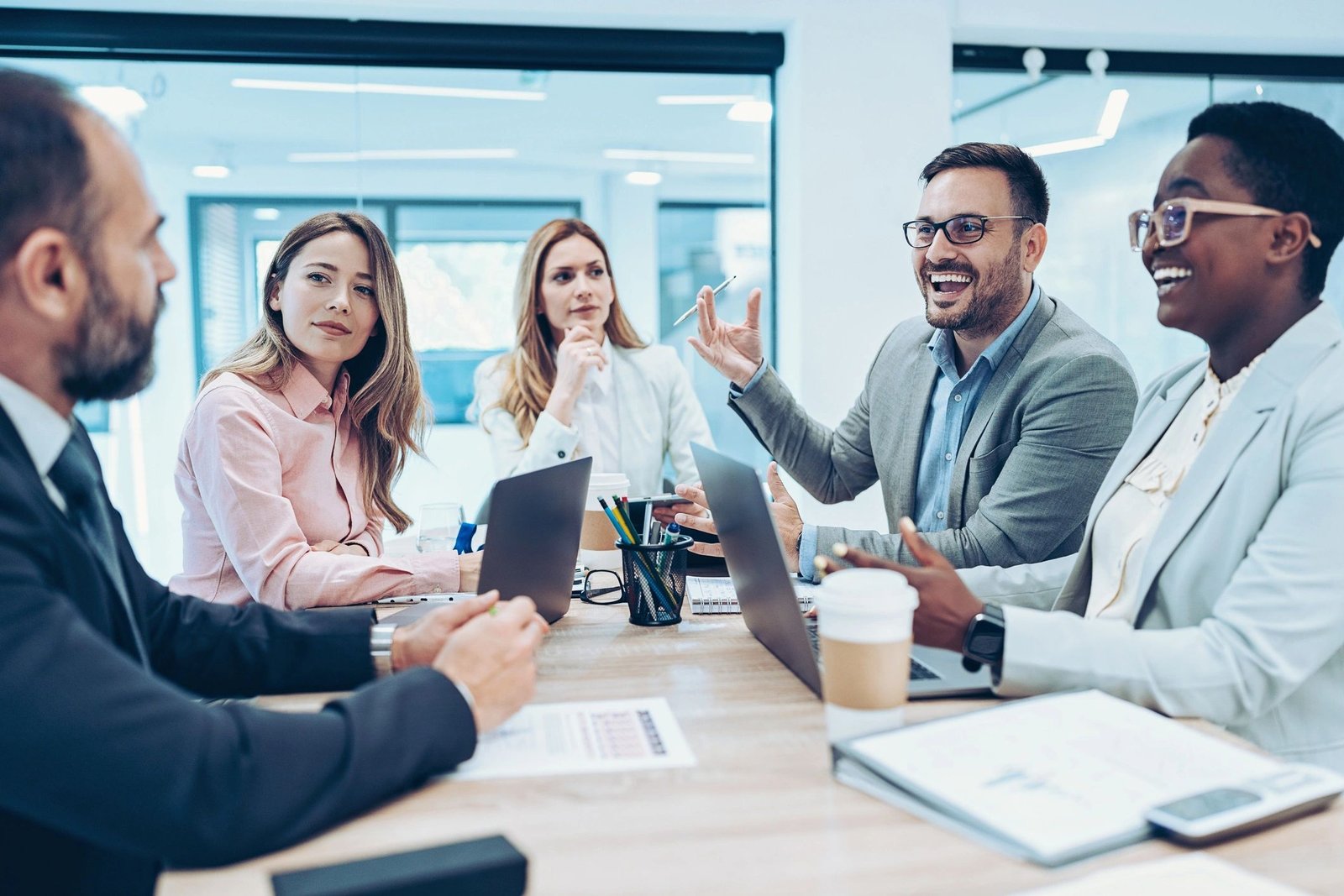 Team discussion during a business meeting
